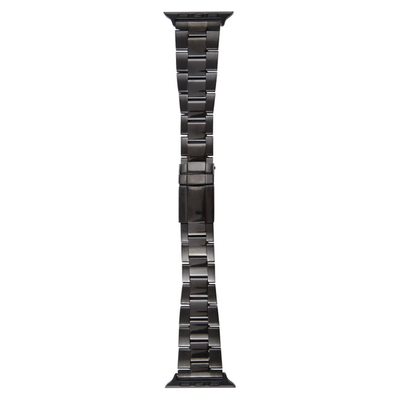 For Apple Watch Series 3 38mm Three-Bead Stainless Steel Watch Band(Black)