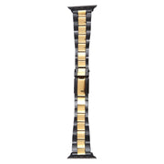 For Apple Watch Series 2 42mm Three-Bead Stainless Steel Watch Band(Black Gold)