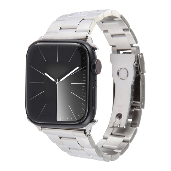 For Apple Watch Series 2 42mm Three-Bead Stainless Steel Watch Band(Silver)