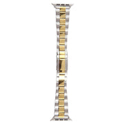 For Apple Watch 42mm Three-Bead Stainless Steel Watch Band(Silver Gold)