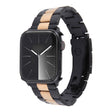 For Apple Watch 38mm Three-Bead Stainless Steel Watch Band(Black Rose Gold) - Watch Bands by PMC TechLife | Online Shopping South Africa | PMC TechLife