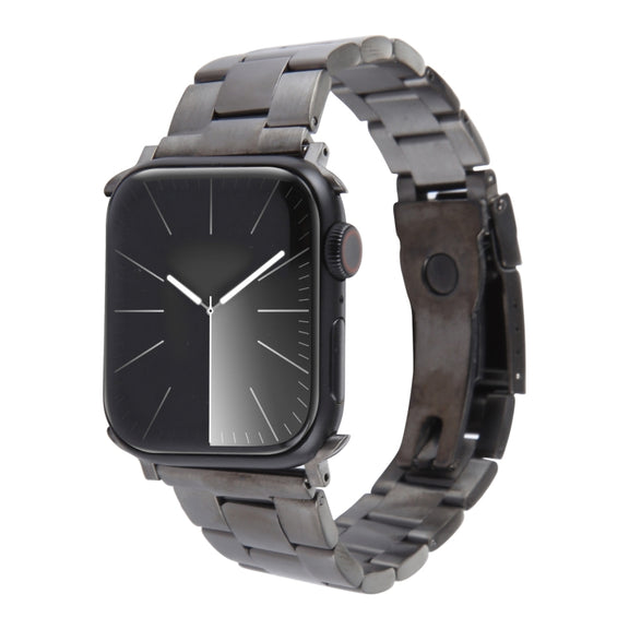 For Apple Watch 38mm Three-Bead Stainless Steel Watch Band(Gun Color)