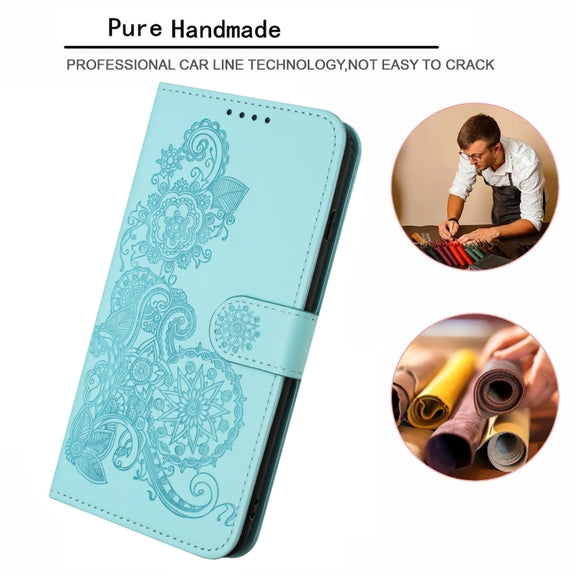 For Huawei Pura 70 Datura Flower Embossed Flip Leather Phone Case(Light blue)