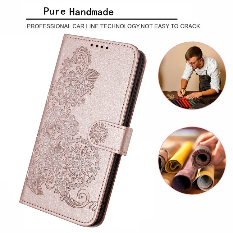 For Huawei Pura 70 Datura Flower Embossed Flip Leather Phone Case(Rose Gold)