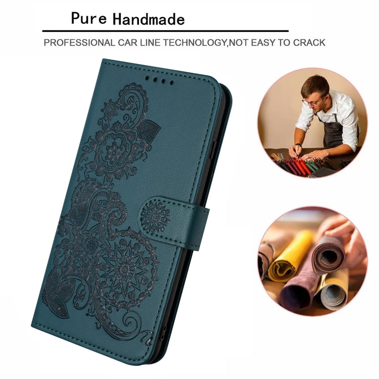 For Huawei Pura 70 Datura Flower Embossed Flip Leather Phone Case(Dark Green)