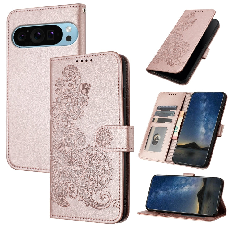 For Google Pixel 9 Pro Datura Flower Embossed Flip Leather Phone Case(Rose Gold) - free shipping - PMC TechLife - Order now!
