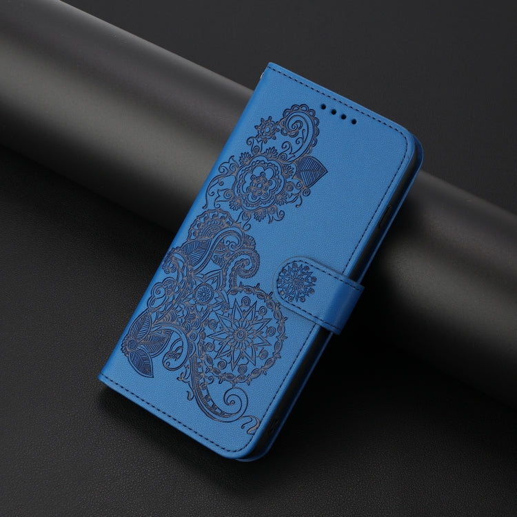 For Google Pixel 9 Datura Flower Embossed Flip Leather Phone Case(Blue) - Google Cases by PMC TechLife | Online Shopping South Africa | PMC TechLife | Buy Now Pay Later Mobicred