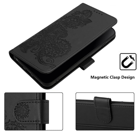 For Google Pixel 9 Datura Flower Embossed Flip Leather Phone Case(Black)