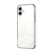 For iPhone 16 Plus Transparent Plating Fine Hole Phone Case(Silver)