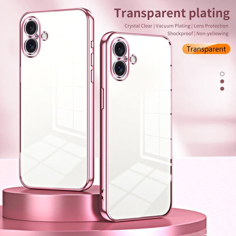 For iPhone 16 Plus Transparent Plating Fine Hole Phone Case(Silver)