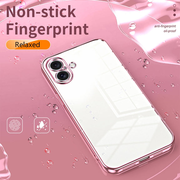 For iPhone 16 Plus Transparent Plating Fine Hole Phone Case(Silver)