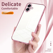 For iPhone 16 Plus Transparent Plating Fine Hole Phone Case(Silver)