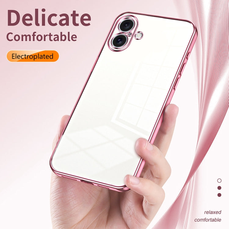 For iPhone 16 Plus Transparent Plating Fine Hole Phone Case(Silver)