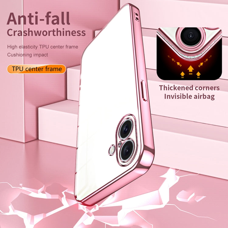 For iPhone 16 Plus Transparent Plating Fine Hole Phone Case(Silver)