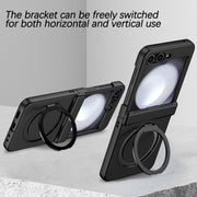 For Samsung Galaxy Z Flip5 5G 360 Degree Stand MagSafe Magnetic All-inclusive Phone Case(Black)