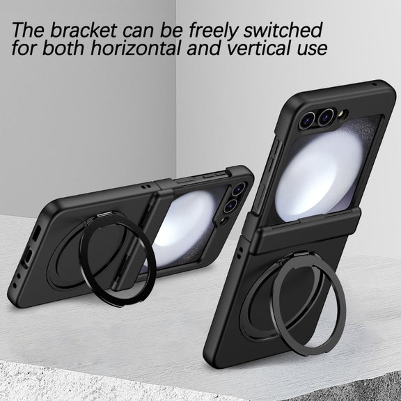 For Samsung Galaxy Z Flip5 5G 360 Degree Stand MagSafe Magnetic All-inclusive Phone Case(Black)