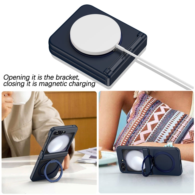 For Samsung Galaxy Z Flip5 5G 360 Degree Stand MagSafe Magnetic All-inclusive Phone Case(Navy Blue) - Galaxy Z Flip5 Cases by PMC TechLife | Online Shopping South Africa | PMC TechLife