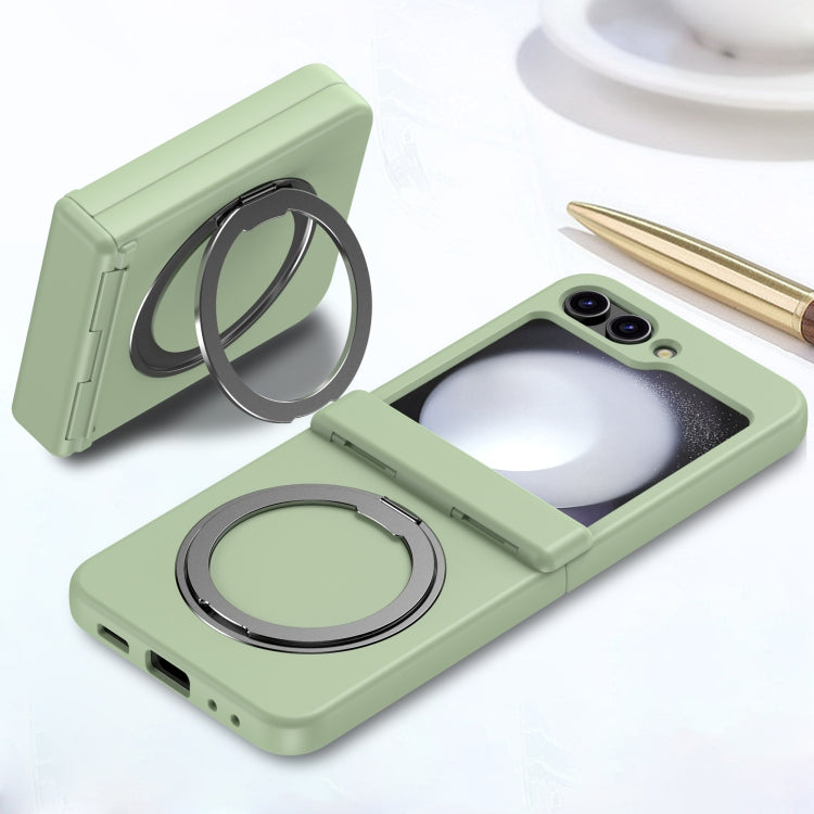 For Samsung Galaxy Z Flip5 5G 360 Degree Stand MagSafe Magnetic All-inclusive Phone Case(Light Green)