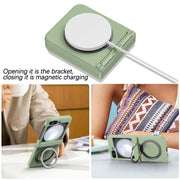 For Samsung Galaxy Z Flip5 5G 360 Degree Stand MagSafe Magnetic All-inclusive Phone Case(Light Green)
