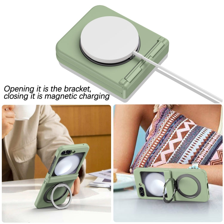 For Samsung Galaxy Z Flip5 5G 360 Degree Stand MagSafe Magnetic All-inclusive Phone Case(Light Green)