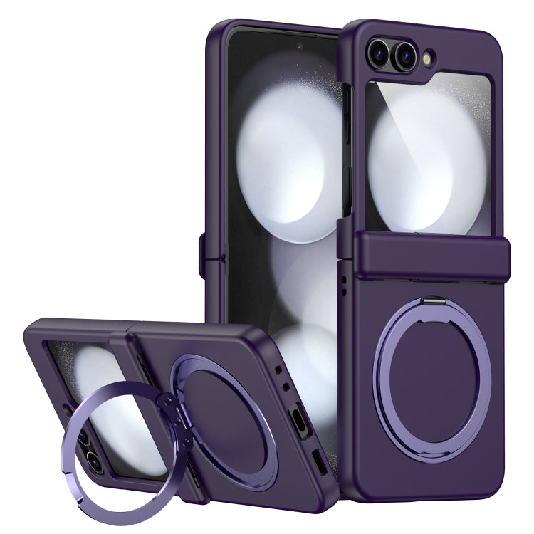 For Samsung Galaxy Z Flip5 5G 360 Degree Stand MagSafe Magnetic All-inclusive Phone Case(Dark Purple) - Galaxy Z Flip5 Cases by PMC TechLife | Online Shopping South Africa | PMC TechLife