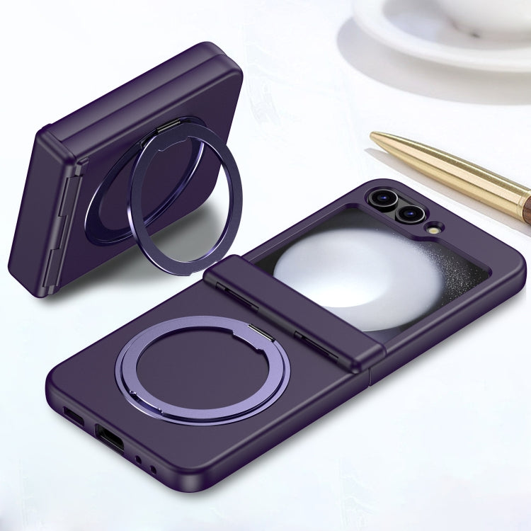 For Samsung Galaxy Z Flip5 5G 360 Degree Stand MagSafe Magnetic All-inclusive Phone Case(Dark Purple) - Galaxy Z Flip5 Cases by PMC TechLife | Online Shopping South Africa | PMC TechLife