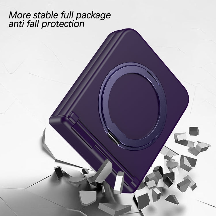 For Samsung Galaxy Z Flip5 5G 360 Degree Stand MagSafe Magnetic All-inclusive Phone Case(Dark Purple) - Galaxy Z Flip5 Cases by PMC TechLife | Online Shopping South Africa | PMC TechLife