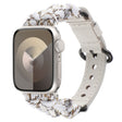 For Apple Watch SE 2023 44mm Paracord Genuine Leather Watch Band(White Khaki) - Watch Bands by PMC TechLife | Online Shopping South Africa | PMC TechLife | Buy Now Pay Later Mobicred