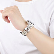 For Apple Watch Ultra 2 49mm Paracord Genuine Leather Watch Band(White Khaki)
