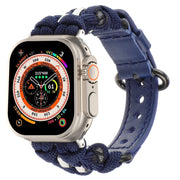 For Apple Watch Ultra 2 49mm Paracord Genuine Leather Watch Band(Royal Blue)