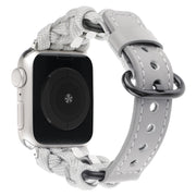 For Apple Watch Ultra 2 49mm Paracord Genuine Leather Watch Band(Grey)