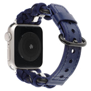 For Apple Watch Ultra 49mm Paracord Genuine Leather Watch Band(Royal Blue)