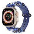 For Apple Watch Ultra 49mm Paracord Genuine Leather Watch Band(Blue Camo) - Watch Bands by PMC TechLife | Online Shopping South Africa | PMC TechLife | Buy Now Pay Later Mobicred