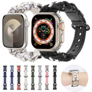 For Apple Watch Ultra 49mm Paracord Genuine Leather Watch Band(Black)