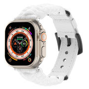 For Apple Watch Ultra 2 49mm Plain Paracord Genuine Leather Watch Band(White)