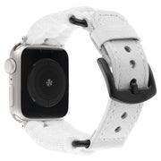 For Apple Watch Ultra 2 49mm Plain Paracord Genuine Leather Watch Band(White)
