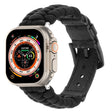 For Apple Watch Ultra 49mm Plain Paracord Genuine Leather Watch Band(Black) - Watch Bands by PMC TechLife | Online Shopping South Africa | PMC TechLife | Buy Now Pay Later Mobicred
