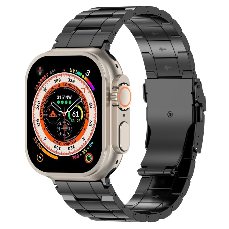 For Apple Watch Ultra 2 49mm Safety Buckle Trapezoid Titanium Steel Watch Band(Black) - Watch Bands by PMC TechLife | Online Shopping South Africa | PMC TechLife