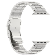 For Apple Watch Ultra 49mm Safety Buckle Trapezoid Titanium Steel Watch Band(Silver)
