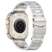 For Apple Watch Series 8 41mm Safety Buckle Trapezoid Titanium Steel Watch Band(Silver)
