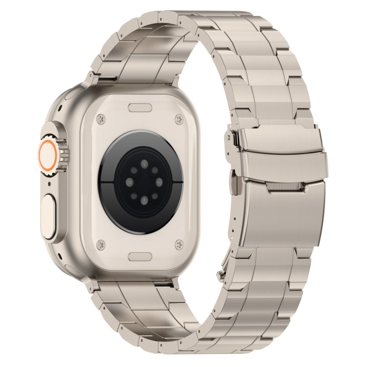 For Apple Watch Series 7 45mm Safety Buckle Trapezoid Titanium Steel Watch Band(Titanium) - free shipping - PMC TechLife - Order now!