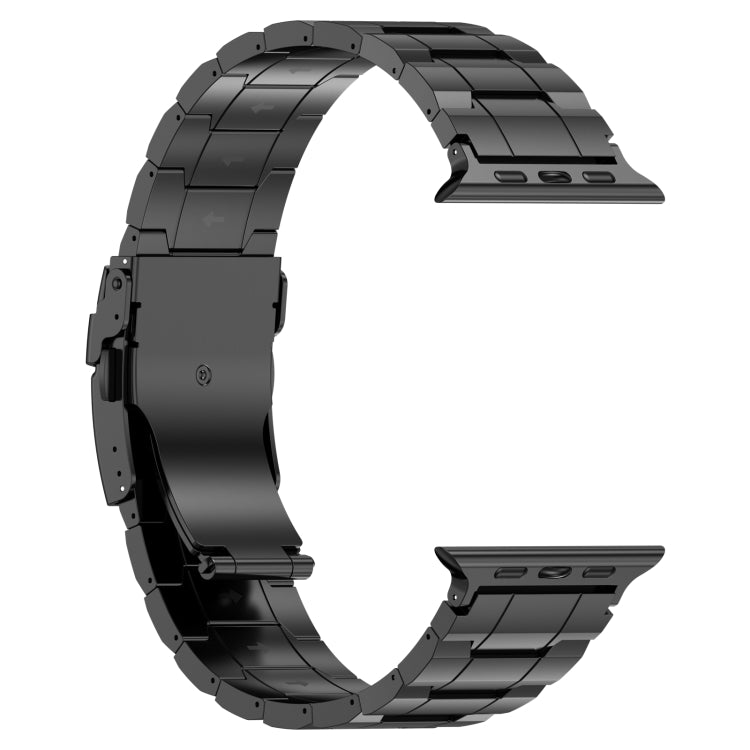 For Apple Watch Series 3 42mm Safety Buckle Trapezoid Titanium Steel Watch Band(Black) - Watch Bands by PMC TechLife | Online Shopping South Africa | PMC TechLife