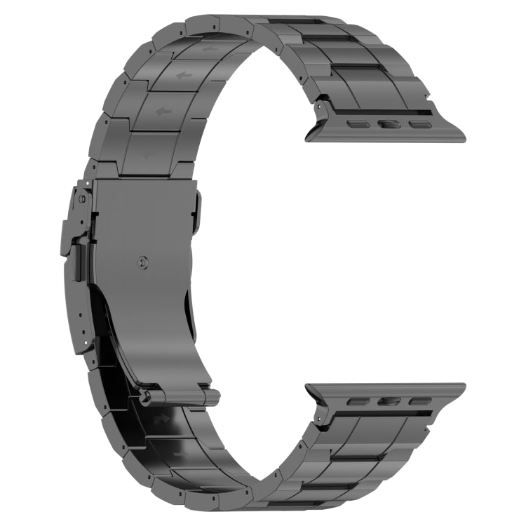 For Apple Watch 38mm Safety Buckle Trapezoid Titanium Steel Watch Band(Grey) - Watch Bands by PMC TechLife | Online Shopping South Africa | PMC TechLife