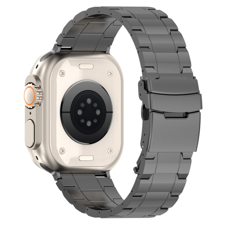 For Apple Watch 38mm Safety Buckle Trapezoid Titanium Steel Watch Band(Grey) - Watch Bands by PMC TechLife | Online Shopping South Africa | PMC TechLife