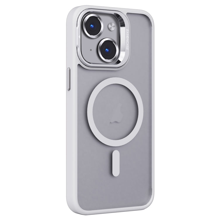 For iPhone 14 Invisible Lens Holder PC + TPU Frosted MagSafe Phone Case(White) - iPhone 14 Cases by PMC TechLife | Online Shopping South Africa | PMC TechLife