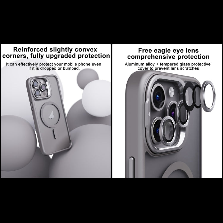 For iPhone 15 Pro Max Invisible Lens Holder PC + TPU Frosted MagSafe Phone Case(White)