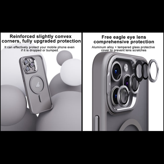 For iPhone 14 Invisible Lens Holder PC + TPU Frosted MagSafe Phone Case(White)