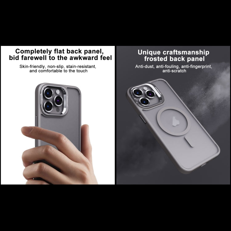 For iPhone 14 Pro Max Invisible Lens Holder PC + TPU Frosted MagSafe Phone Case(Dark Blue)
