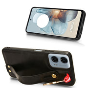For Motorola Moto G Play 5G 2024 Wristband Leather Back Phone Case(Black)
