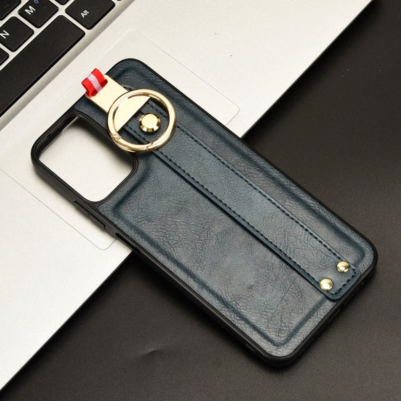 For Motorola Moto G Play 5G 2024 Wristband Leather Back Phone Case(Blue)
